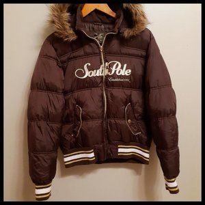 SouthPole Girls Puffer Brown Coat